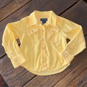 Ralph Lauren Kids Sunny Yellow Long Sleeve Button-Down Corduroy Shirt Size 4T